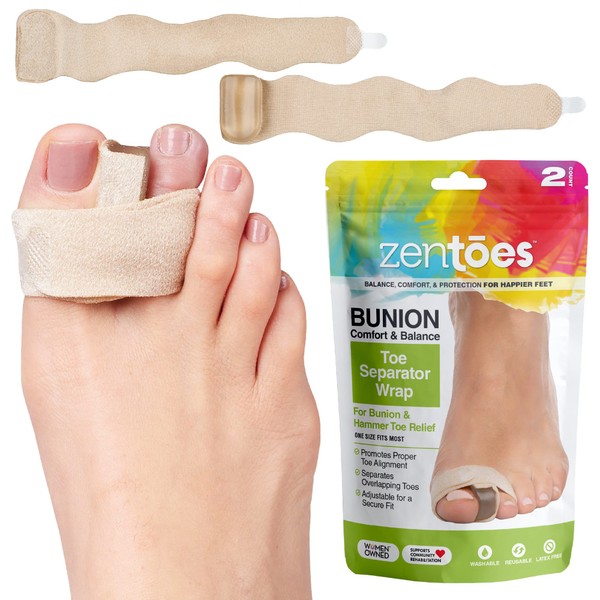 ZenToes Bunion Corrector Toe Separator Wraps Relieve Pain from Bunions and Hammer Toes 1 Pair (2 Count)