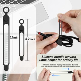 Nearockle Silicone Cable Ties Cord Organizer for Cable Management, 16PCS 4.2" and 7.1" Reusable Cable Organizer Electronic Accessories for Home, Office, Kitchen, School, Travel (Black)