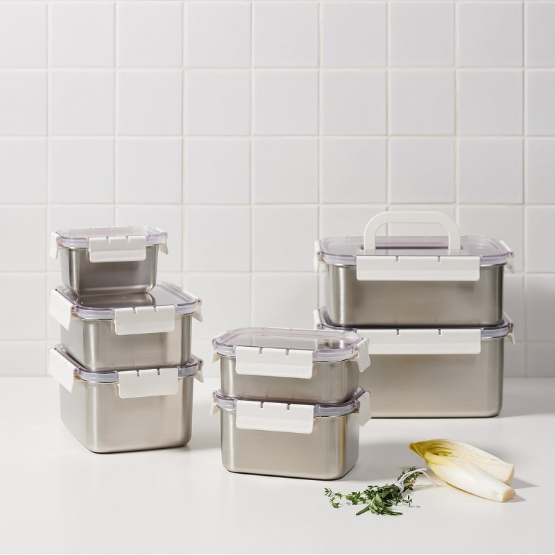 JAJU [JAJU] Stainless Modular Airtight Container 800ml White