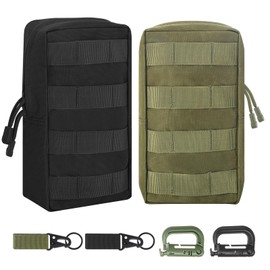 2 Pcs Small Military Waist Packs, Waterproof Pouches Tactical, Military Accessory Bag Compact with D Buckle + Hawksbill Clasp, Multifunctional Phone Pouch for Camping Hiking Hunting Trekking