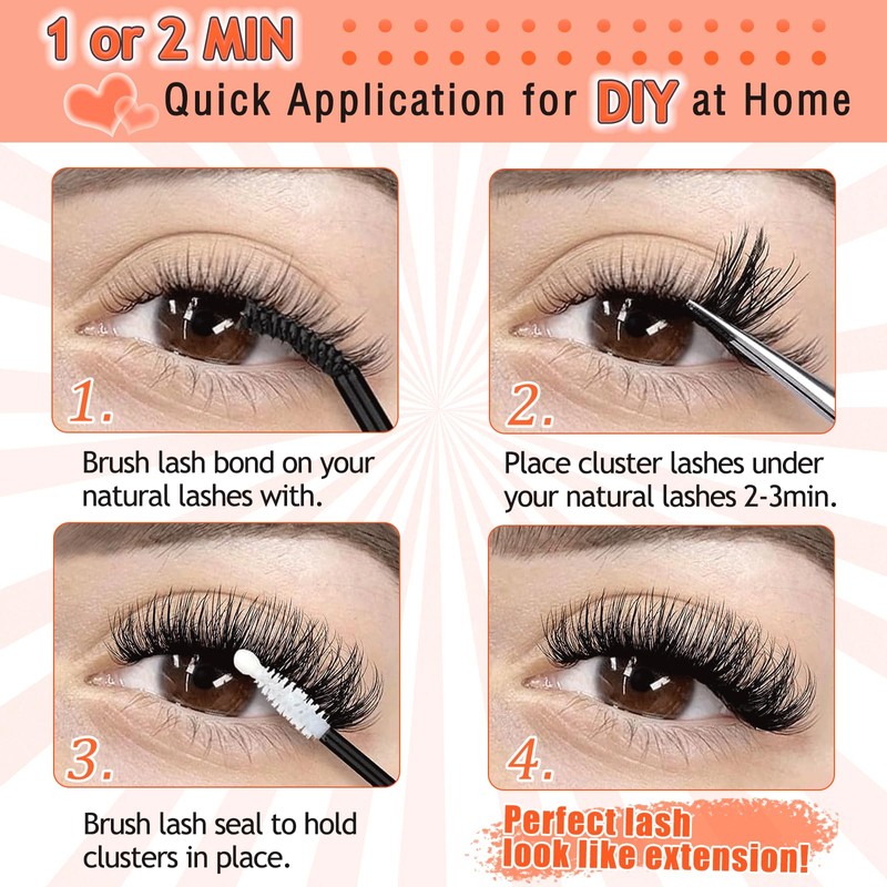 200 Pieces DIY Eyelash Extensions Set, 0.07D, 8-16 Mix, 40D