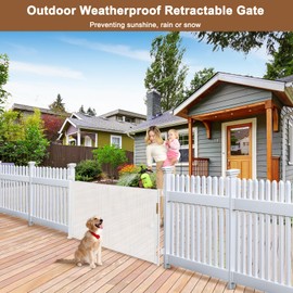Weatherproof Outdoor Retractable Baby Gates 55" Wide Waterproof Retractable Dog Gate Mesh Baby Gate Retractable Mesh Gate Outdoor Retractable Pet Gate for Dog Outdoor Baby Gates for Decks Dog Barrier
