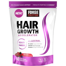 Acelerador de crecimiento del cabello Force Factor masticables suaves, vitaminas para el crecimiento del cabello para mujeres