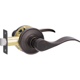 Supstron 1 Pack Passage Door Handle, Oil Rubbed Bronze Reversible Door Lever Perfect for Interior Door and Closet, Traditional Wave Style Passage Door Lock