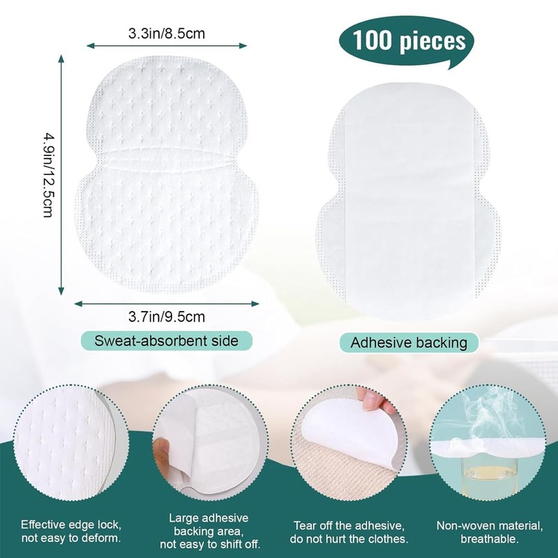 100 PCS Armpit Sweat Pads, Armpit Sweat Pad Women and