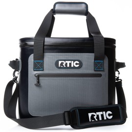RTIC Ultra-Tough Soft Cooler 30 Can, Insulated Bag Portable Ice Chest Box for Lunch, Beach, Drink, Beverage, Travel, Camping, Picnic, Car, Trips, Floating Cooler Leak-Proof with Zipper, Blue/Grey