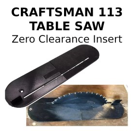 Unbranded Zero Clearance Throat Plate Insert for Craftsman Model 113 Table Saw 113.298240 - Black