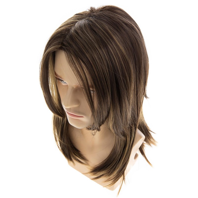 Dsimeig Long Layered Brown Wigs for Men Synthetic Heat Resistant