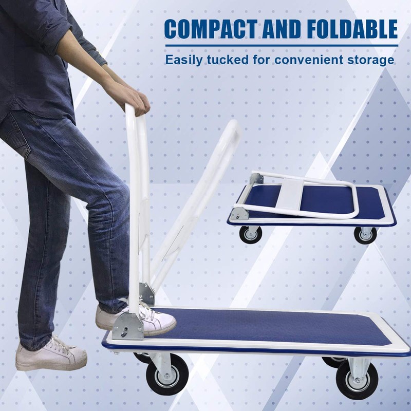 Happygrill Push Cart Dolly, 660lbs Hand Push Moving Platform Truck,