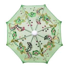 THY COLLECTIBLES Pack of 4 Mini Lace Umbrella Parasols with Sequins - Delicate Decorative Small Umbrella for Weddings, Showers, Parties and Events - 11.6 inch Diameter (Green)