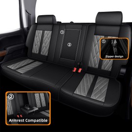 IKABEVEM Seat Covers Fit for Dodge RAM 1500 2002-2023 2024: Compatible with RAM 1500 2500 3500 Car Seat Cover Truck Pickup Crew Double Quad Cab (Curved Bench, Full Set, Black & Grey)