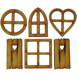 6PCS Wooden Fairy Garden Door, Blank Door Unfinished Elf Window Fairy House Door and Windows Ornaments Tree Statues for Tree Trunk Yard Decoration, Buildings and Structures, Outdoor Décor