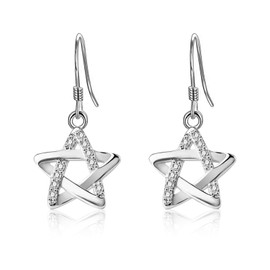 LAXPICOL Star Earrings S925 Sterling Silver For Teen Girls,Hypoallergenicity Cubic Zirconia Silver Earrings Jewellery Gifts For Women/Her