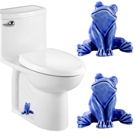 Ceramic Frog Toilet Bolt Covers Decorative, Set of 2 Tall Toilet Bolt Caps,Cute Frog Toilet Screw Cover Caps, Toilet Caps for Bottom of Toilet for Bathroom Decor, Easy to Install (B - Blue)