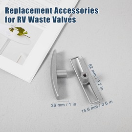 2 Packs RV Waste Water Valve Handles Compatible with CAMCO, Metal RV Waste Valves Handles Replacement RV Accessories for 1 1/2" and 3" Water Tank Gate Valves & Sewer Dump Valves (Silver)