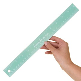 Craftelier - 30 cm (12") Metal Ruler | Turquoise Colour with White Numbers | Cork Base and Stainless Steel Construction - Centimetre and Inch Measurements