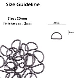 Trimming Shop Non Welded Metal D Ring Fasteners Durable Buckles for Handbag, Backpack, Webbing Strap, Purse, Dog Collars, Belts, DIY Accessories, 20mm, Gunmetal, 10pcs