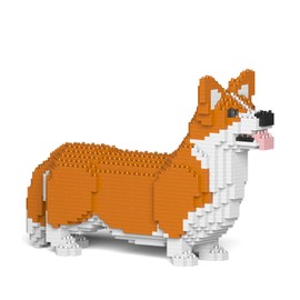 Jekca Enverell Helk Block Toy for Making Realistic Animal Objects, Tongue Out Welsh Corgi 12.0 x 3.7 x 7.9 inches (30.6 x 9.4 x 20 cm), Sturdy Blocks for Adults