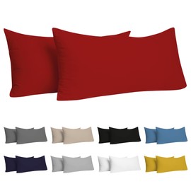 Dreamzie Pillowcases, 50 x 80 cm (Set of 2), 100% Jersey Cotton, 150 g/m², Red, Resistant and Hypoallergenic