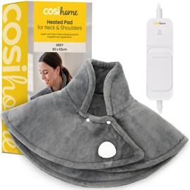 Cosi Home Heating Pad with Automatic Shut-Off - Heating Pad for Back Shoulder Neck with 3 Heat Settings, Overheating Protection & Remote Control Made of Ultra Soft Luxury Flannel (Grey)