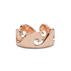 Pura Vida Rose Gold-Plated Thick Wave Band Ring - Brass Base, Stackable Accessory - Size 7