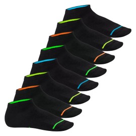Footstar 8 Pairs of Neon Glow, Flash or Classic Mix Sneaker Socks for Men and Women - 35-38