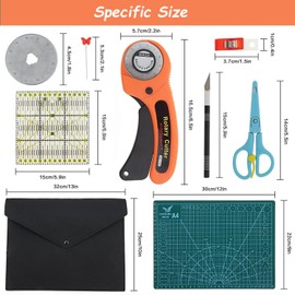 96pcs Rotary Cutter Set,Quilting Kit Include 45mm Fabric Cutter with 5 Extra Blades,Patchwork Ruler, Needles, Clips & Pins for Sewing, Scrapbooking, Leather Dressmaking