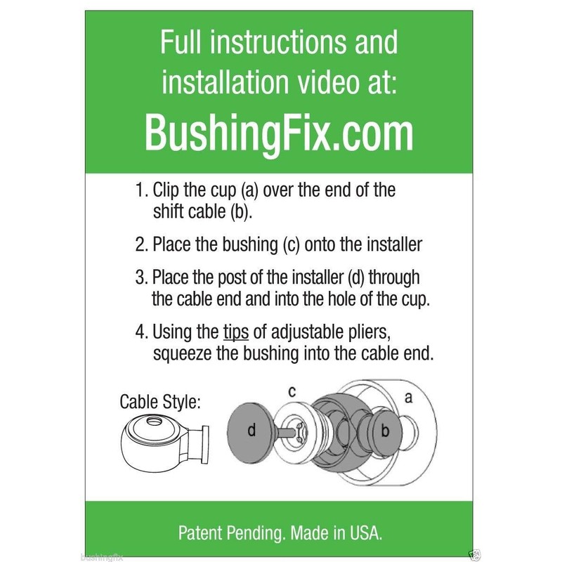 BushingFix UP1Kit Transmission Shift Bushing Repair Kit, Fits Ford, Chevy,