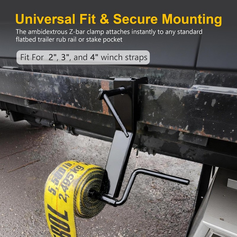 QZATTCAEN Heavy-Duty Steel Cargo Strap Winder – Portable Flatbed Trailer