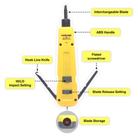 VCELINK Punch Down Impact Tool with 110 and 66 Blades, Network Wire Punch Down Impact Tool Kit, Keystone Impact Terminal Insertion Tools, Network Cable CAT6/CAT5/CAT3 Stripper
