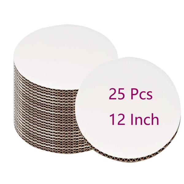 YYaaloa 25pcs White Cake Boards 12 inch Round Disposable Cake