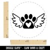 Paw Print Angel Wings with Heart Dog Cat Rubber Stamp