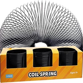 The Dreidel Company Black Metal Coil Spring, Goody Bag Fillers, Party Favor for Kids, Variety of 2.4" (60mm) Individually Boxed (3-Pack)