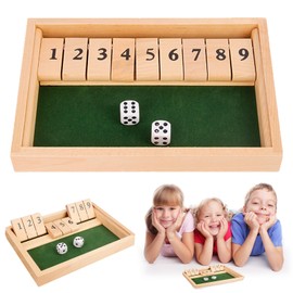 SZSMW Shut The Box Game - Folding Board Game - Shut The Box 12 - Perfect for Children of All Ages, for Parties, Family Celebrations, Holiday Parties etc., Comes with Two Dice