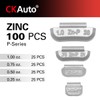 CKAuto 100Pcs P Series Zinc Clip on Wheel Weights Assortment,