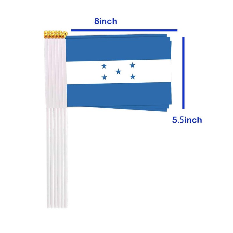 25 Packs Small Honduras Flags on Handheld Stick，Miniature Honduran Flag