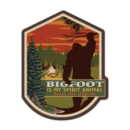 Lantern Press Sticker Joshua Tree, California, Bigfoot is My Spirit Animal, Die Cut Vinyl, (Waterproof Decal for Cars, Water Bottles, Laptops, Coolers), Small