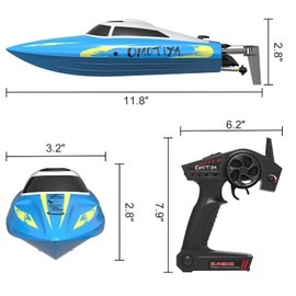 OMOTIYA Remote Control Boat for 8-12 Boys and Girls, Speed RC Boat for Kids and Adults with 2 Sets of Rechargeable Batteries, 20mph Speed, 4 Channels 2.4GHZ Remote Control, (OMO-18-RB)
