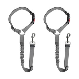 CGEAMDY Pack of 2 Car Adjustable Dog Safety Harnesses, Seat Belt Dog Car Headrest, Car Dog Seat Belt with Elastic, Automotive Industry Interior Animal Protection Accessories (Grey)