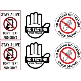 6 pcs Set Don't Text and Drive Warning Sticker Decal, for Car Bumper, Window
