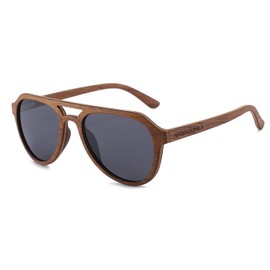 Aviator Wood Polarized Sunglasses - Cool Style Wooden Sun Glasses with Bamboo Case for Men and Women Perfect Gifts