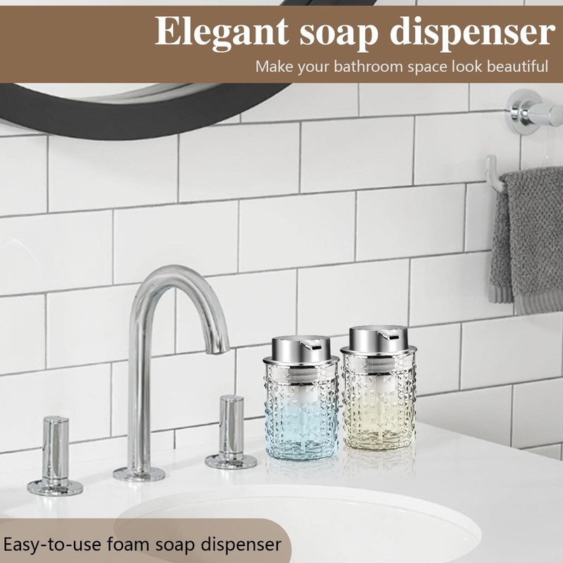 RETON 2 Pcs Foaming Soap Dispenser, 10 Oz/300ml Clear Foam