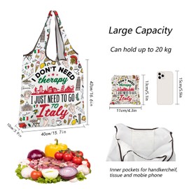 MBMSO Italy Travel Reusable Grocery Bag Italian Gifts for Wanderlust Lovers Lightweight Foldable Shopping Bag Italy Trip Gift (Italy F-Bag)