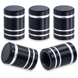 MEAJOO 5PCS Car Tire Valve Stem Caps, Aluminum Tire Valve Cap Set, Corrosion Resistant, with Rubber O-Ring, Universal for Cars, SUVs, Bike, Bicycles,Trucks and Motorcycles (Black)