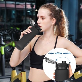 TOPLUS Water Bottle 1 Litre, 100% BPA-Free, Sports Bottle, Water Bottle for Bike, Camping, Yoga, Gym & Outdoor Activities - Lightweight, Shockproof & Reusable - Black (1 Bottle, 1000 ml)