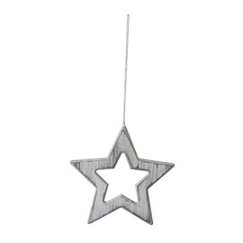 Wooden Decorative Hanging Star with Cord (Grey, 20 cm)