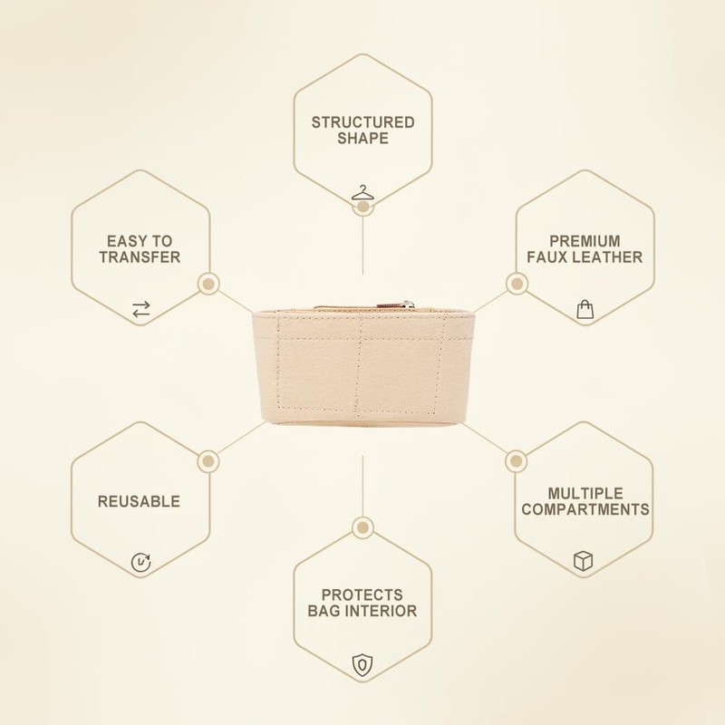 Libpttl Small Zipped Felt Bag Organiser Insert for Handbags &