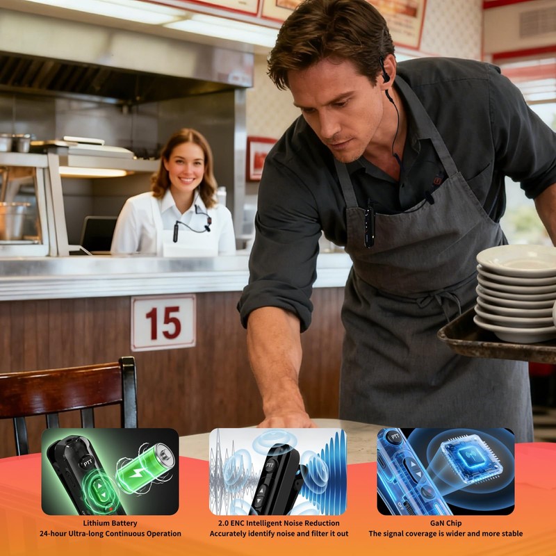 Super Mini Walkie Talkies Pro Two Way Radio with Earpieces