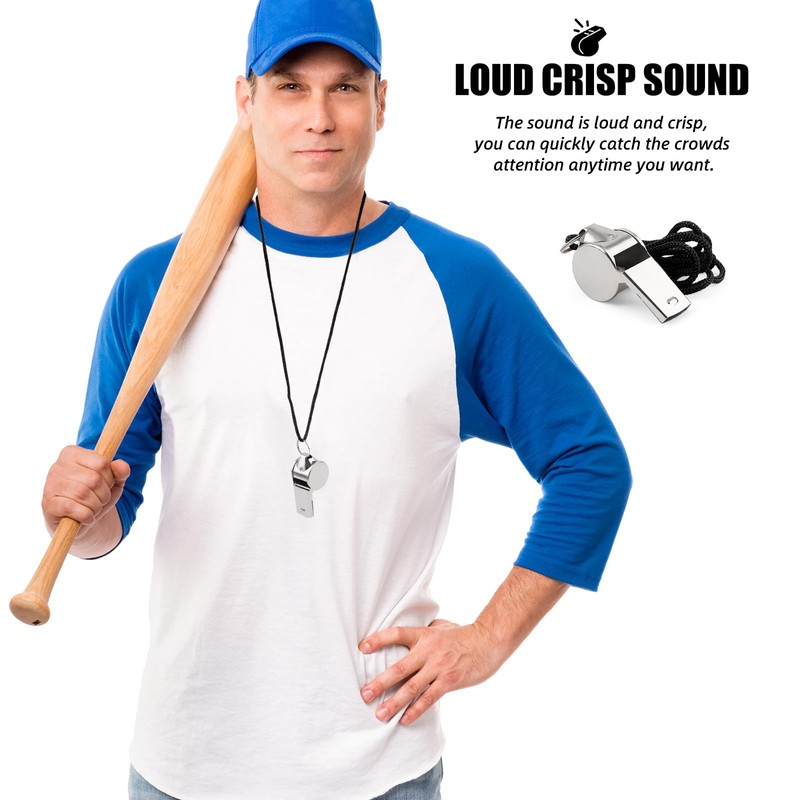 Sopoloray 24 Pack Stainless Steel Whistles with Lanyards,Professional Loud Referee