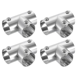sourcing map 4Pcs 3-Way Pipe Fitting Connector, Fit 1 Inch(25mm) OD Pipe Stainless Steel Structural Pipe Connector Chain Link Fence Clamp